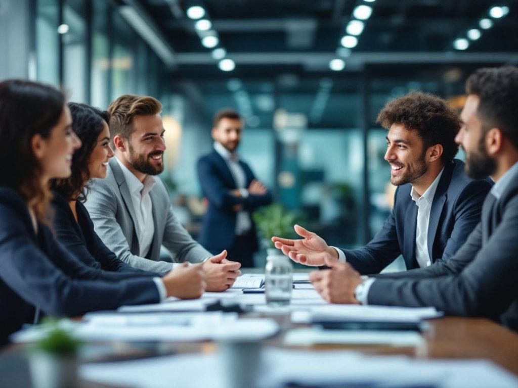 Întâlnire de afaceri cu oameni în discuție.