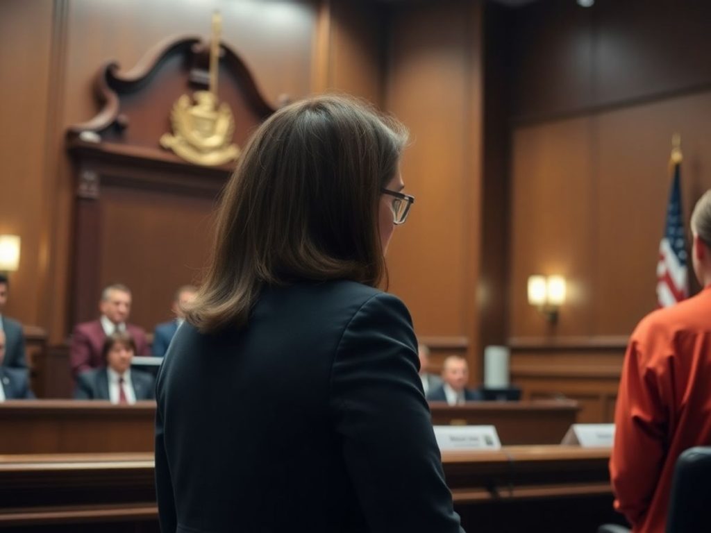 O scenă dintr-o sală de judecată cu judecător.