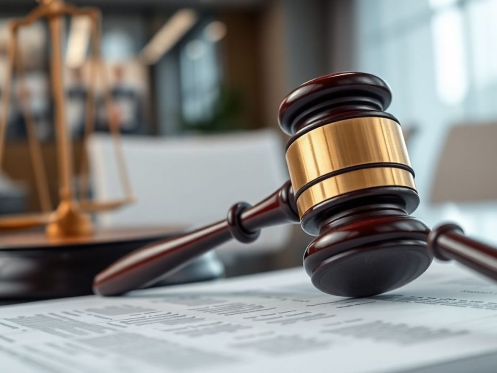 Ciocan de judecător și documente legale.