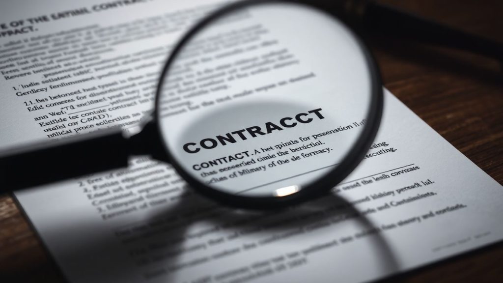 Document cu clauze și lupă